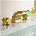 Campinas Gold Polished LED Waterfall Bathroom Sink Faucet