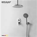 Bravat New Chrome Round Shower-head Ceiling Mount with Hand Shower