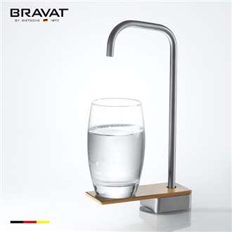 Bravat Stylish Long Neck Faucet Brush Nickel Deck Mount