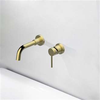 Fontana Milan Single Lever Wall Mount Brushed Gold Sink Faucet