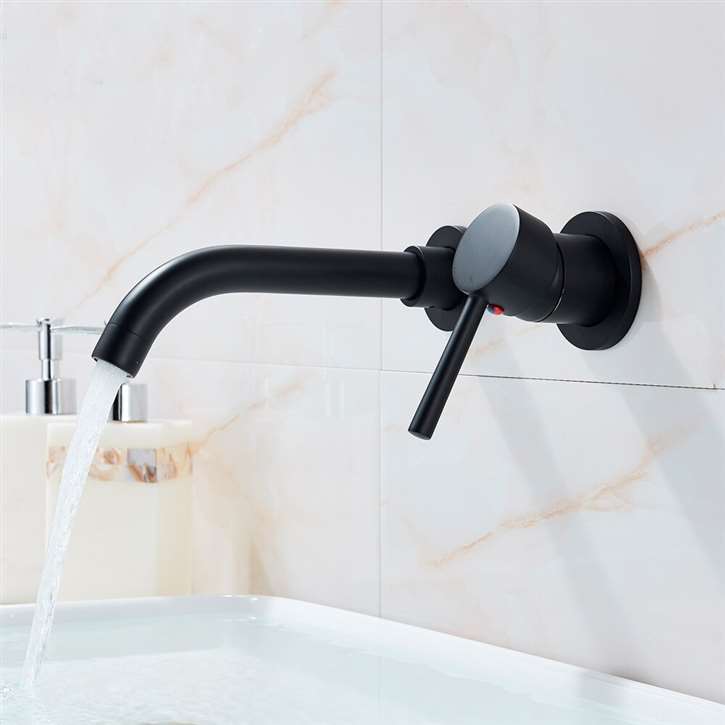 Fontana Milan Single Lever Wall Mount Matte Black10.24 (260MM) Sink Faucet