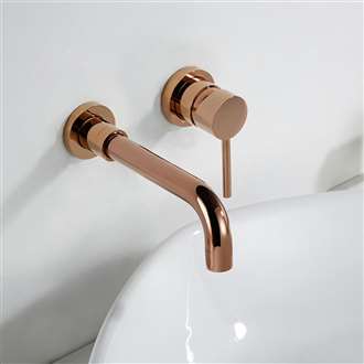 Fontana Milan Single Lever Wall Mount Shiny Rose Gold 8.27" (210MM) Sink Faucet