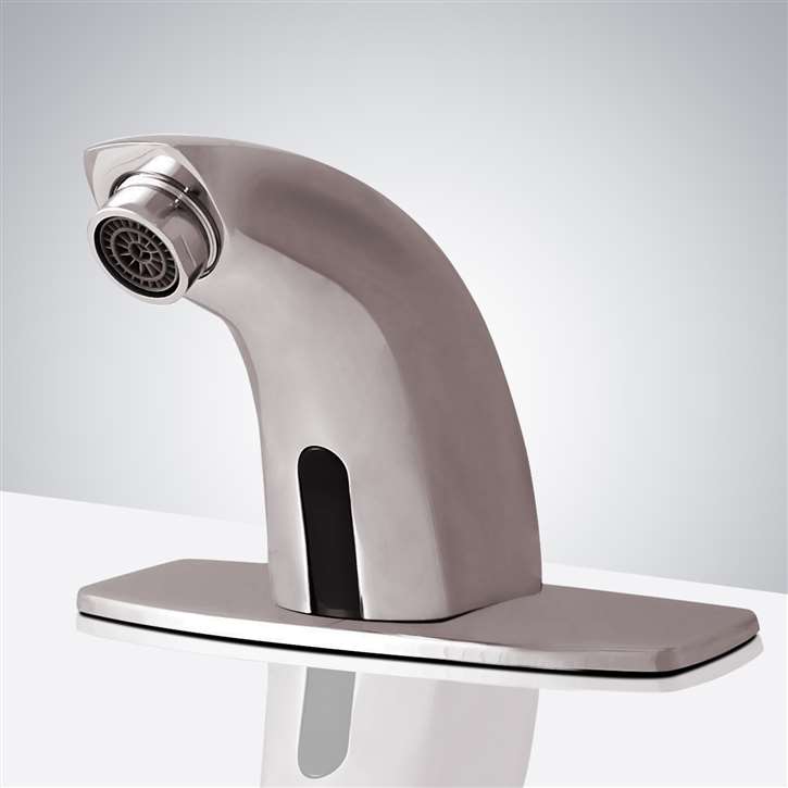 Fontana Sierra Commercial High Quality Brushed Nickel Touchless Automatic Sensor White Sink Faucet