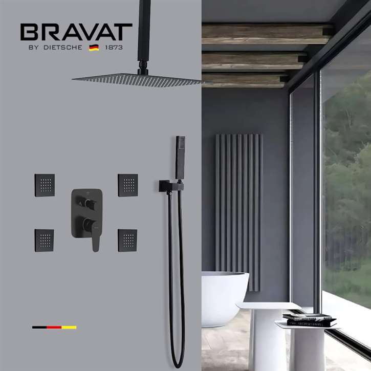 Bravat Showers Hot and Cold Rainfall Bathroom Shower with Massage Jets