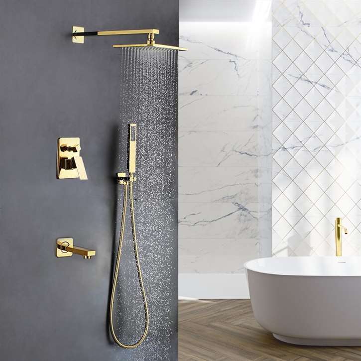 Fontana Lima 16 '' Shiny Gold Finish Water Mixer Wall Shower Faucet Set