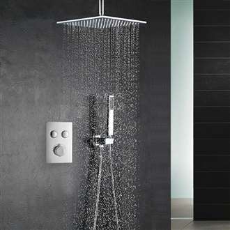 Fontana Chrome Ceiling Mount Rainfall Shower Head with Handheld Spray and Dual Function Thermostatic Mixer