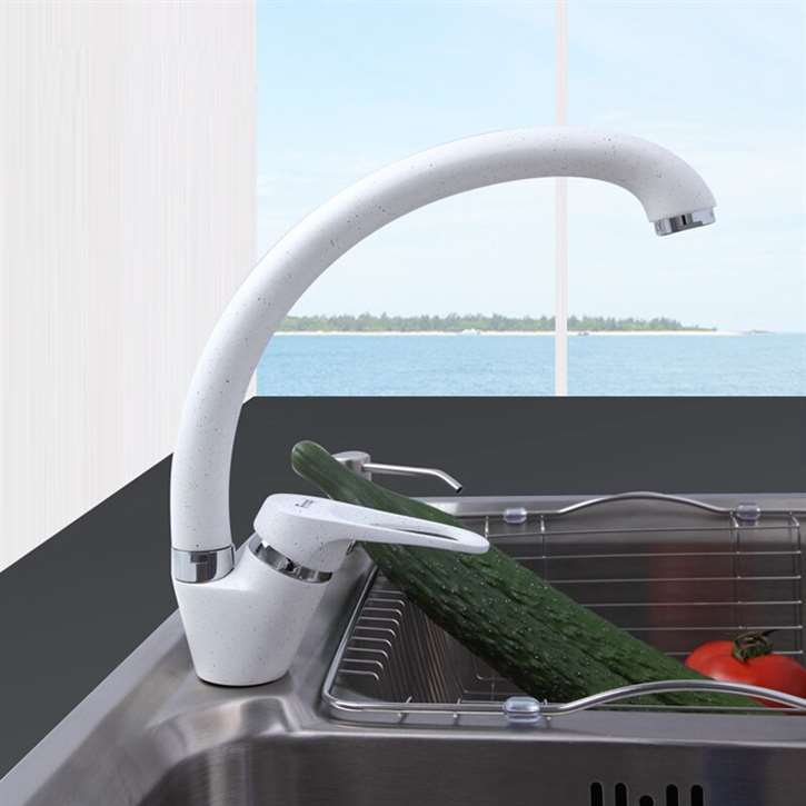 Fontana Milan Single Handle White Cold and Hot Kitchen Faucet