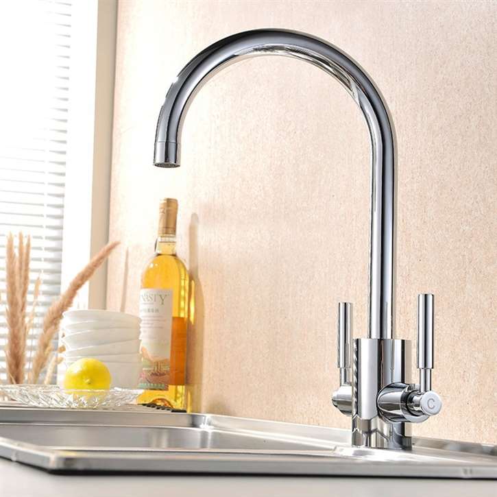 Fontana Lima Double Handle Chrome Kitchen Sink Faucet