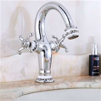 Fontana Peru Double Handle Chrome Bathroom Sink Faucet