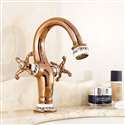 Fontana Peru Double Handle Rose Gold Bathroom Sink Faucet