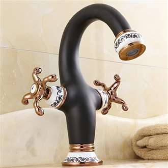 Fontana Peru Double Handle Oil Rubbed Bronze Bathroom Sink Faucet