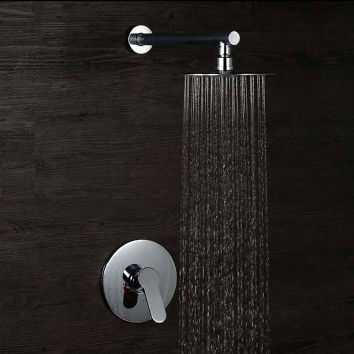 Fontana Verona Chrome Finish In-Wall Round Embedded Box Shower Set - E Style