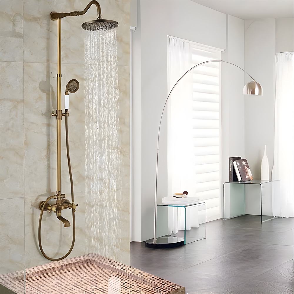 Fontana Arsizio Classic Luxury Gold Brass Bathroom Shower Set