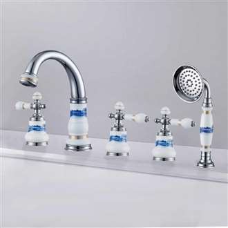 Fontana Batesville European Deck Mount Chrome Polished Bathtub Faucet with Hand shower