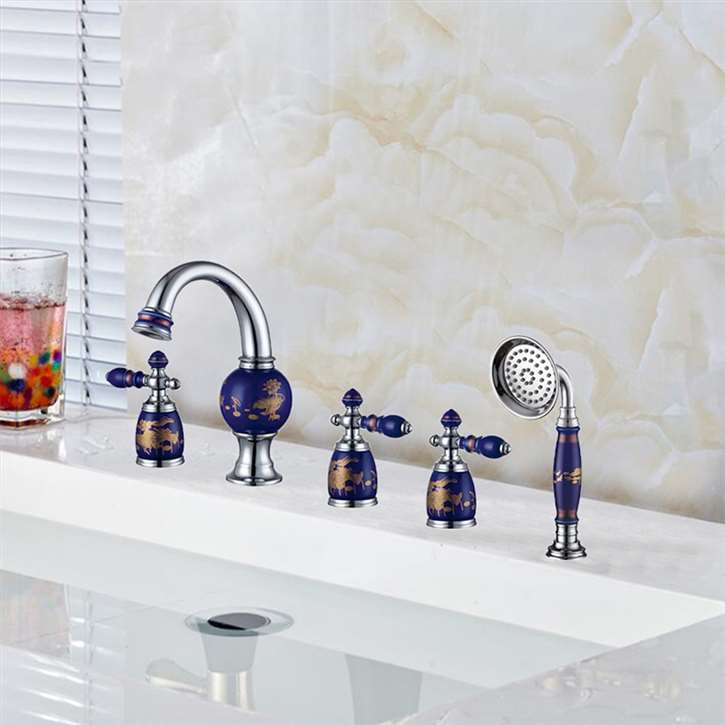 Classic Hot and Cold Deck Mount Bathtub Faucet