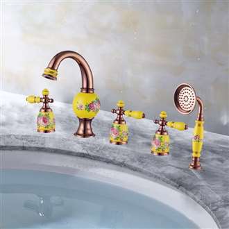 Classic Hot and Cold Deck Mount Bathtub Faucet