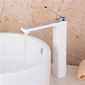 Denver 12" Contemporary White Chrome Bathroom Sink Faucet