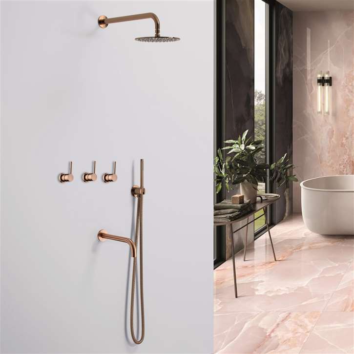 Solid Brass Wall Mount Triple Mixer Bathroom Shower Set