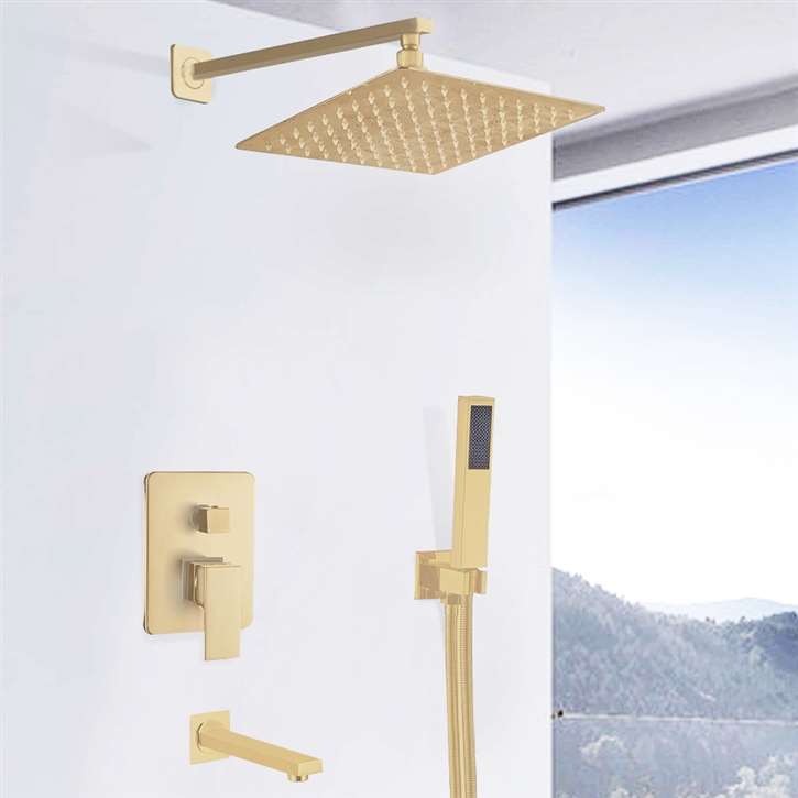 Prague Three Way Gold Single Handle Mixer with Hand Shower Set