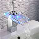 Fontana LED Color Changing Glass Bathroom Sink Faucet Single Lever