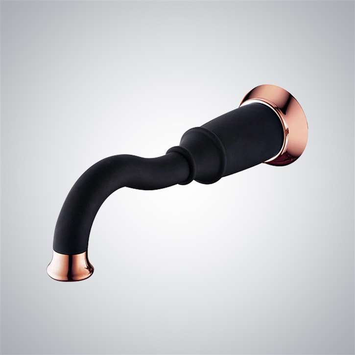 Fontana Matte Black and Rose Gold Wall Mount Commercial Restroom Sensor Faucet