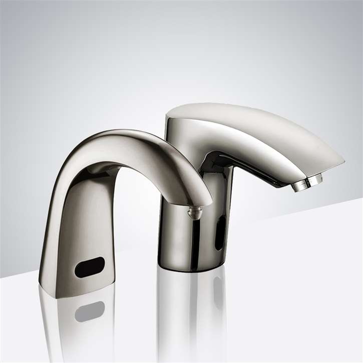 Fontana Napoli Deck Mount Brushed Nickel Finish Automatic Commercial Sensor Faucet And Soap Dispenser