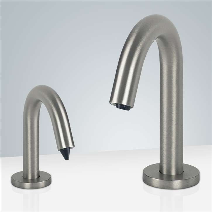 Fontana Atlanta Brushed Nickel Finish Freestanding Dual Sensor Faucet And Soap Dispenser