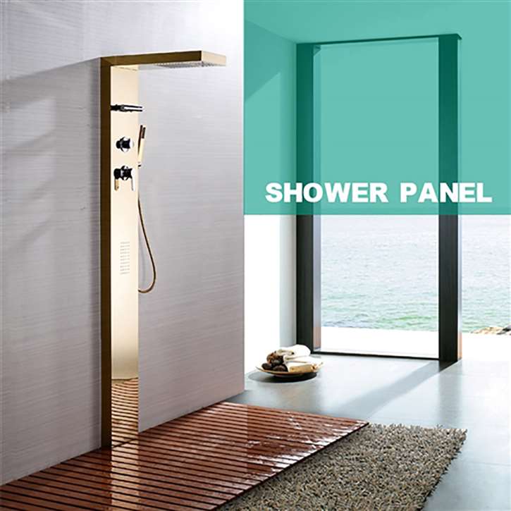 Lenox New Wall Mounted Shower Panel Faucet Bathroom Set Rainfall Waterfall Body Massage Hand Shower 304 Stainless Steel for Hotel Home