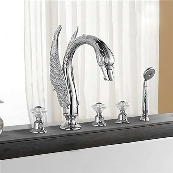 Fontana Swan Neck Chrome Bathtub Faucet System