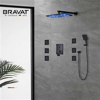 Bravat Matte Black LED Shower System