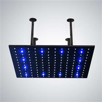 20" Matte Black Square LED Rain Shower Head