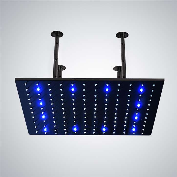 20" Matte Black Square LED Rain Shower Head