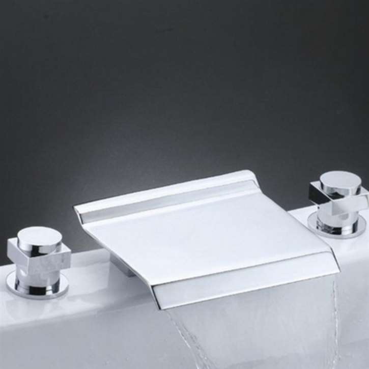 Fontana Reeva Double Handle Chrome Waterfall Sink & Bathtub Faucet